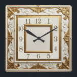 Art Deco Elegant Guld Fyrkantig Klocka<br><div class="desc">Underbar klockdesign. Du kommer att kärlek det som andra. Du kan fritt använda den här designen för andra produkter som du gillar eller anpassa och lägga till text. Följ mig för mer. Tack. Ha en trevlig dag.</div>