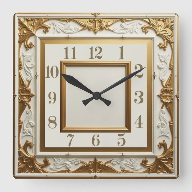 Art Deco Elegant Guld Fyrkantig Klocka (Framsida)