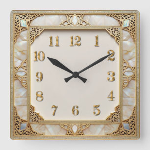 Art Deco Elegant Guld Fyrkantig Klocka