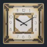 Art Deco Elegant Guld Fyrkantig Klocka<br><div class="desc">Underbar klockdesign. Du kommer att kärlek det som andra. Du kan fritt använda den här designen för andra produkter som du gillar eller anpassa och lägga till texten. Följ mig för mer. Tack. Ha en trevlig dag.</div>