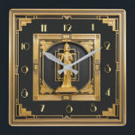 Art Deco Elegant Guld Fyrkantig Klocka<br><div class="desc">Underbar klockdesign. Du kommer att kärlek det som andra. Du kan fritt använda den här designen för andra produkter som du gillar eller anpassa och lägga till texten. Följ mig för mer. Tack. Ha en trevlig dag.</div>