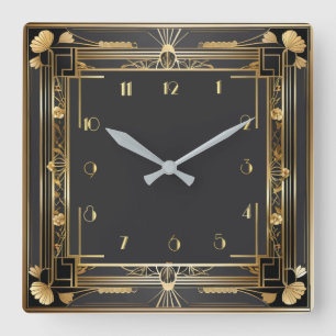 Art Deco Elegant Guld Fyrkantig Klocka
