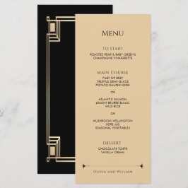 Art Deco Elegant Guld Ram Bröllop Meny