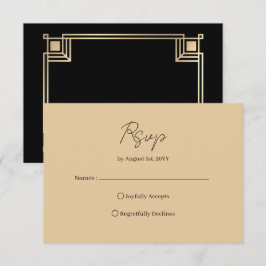 Art Deco Elegant Guld Ram Svart OSA Kort