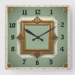 Art Deco Elegant Mint Fyrkantig Klocka
