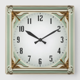 Art Deco Elegant Mint Fyrkantig Klocka