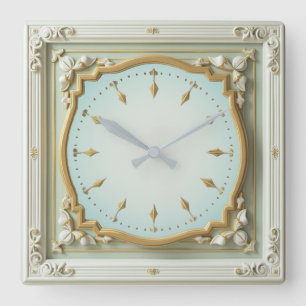 Art Deco Elegant Mint Fyrkantig Klocka