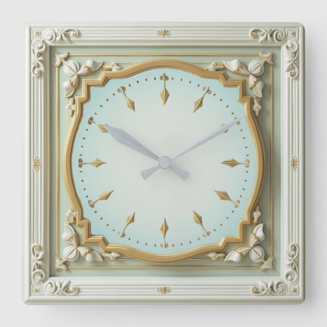 Art Deco Elegant Mint Fyrkantig Klocka (Framsida)