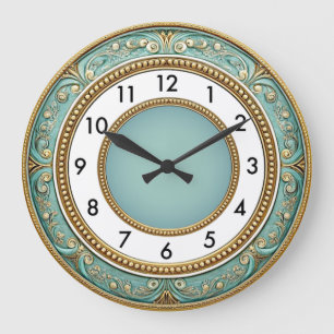 Art deco Elegant Mint Rund Stor Klocka