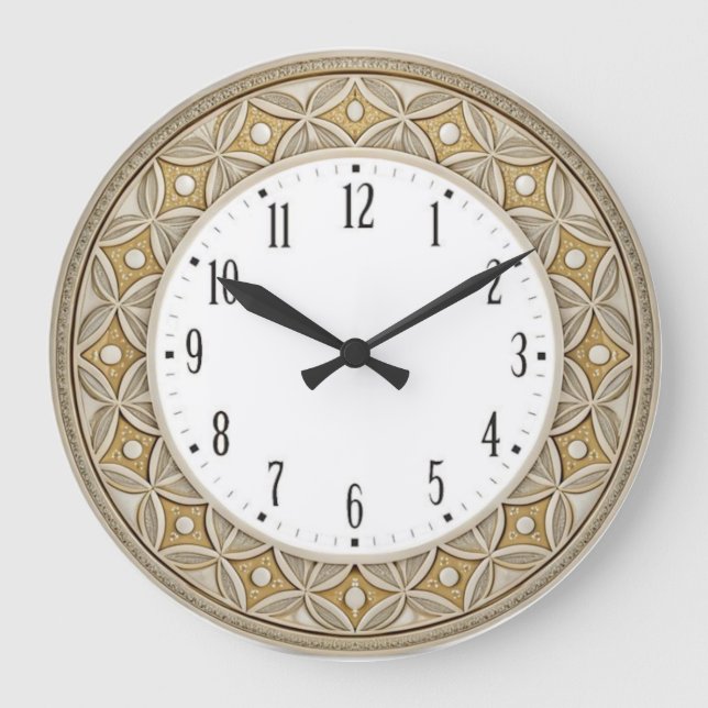 Art Deco Elegant Rund Stor Klocka (Framsida)