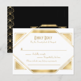 Art Deco elegant Stor Gatsby RSVP Inbjudan Post Vykort