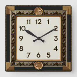 Art Deco Elegant Svart Fyrkantig Klocka