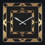 Art Deco-elegant svart och guld Fyrkantig Klocka<br><div class="desc">Underbar klockdesign. Du kommer att kärlek det som andra. Du kan fritt använda den här designen för andra produkter som du gillar eller anpassa och lägga till texten. Följ mig för mer. Tack. Ha en trevlig dag.</div>