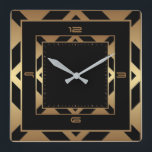 Art Deco-elegant svart och guld Fyrkantig Klocka<br><div class="desc">Underbar klockdesign. Du kommer att kärlek det som andra. Du kan fritt använda den här designen för andra produkter som du gillar eller anpassa och lägga till texten. Följ mig för mer. Tack. Ha en trevlig dag.</div>