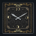 Art Deco-elegant svart och guld Fyrkantig Klocka<br><div class="desc">Underbar klockdesign. Du kommer att kärlek det som andra. Du kan fritt använda den här designen för andra produkter som du gillar eller anpassa och lägga till texten. Följ mig för mer. Tack. Ha en trevlig dag.</div>