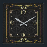 Art Deco-elegant svart och guld Fyrkantig Klocka<br><div class="desc">Underbar klockdesign. Du kommer att kärlek det som andra. Du kan fritt använda den här designen för andra produkter som du gillar eller anpassa och lägga till texten. Följ mig för mer. Tack. Ha en trevlig dag.</div>