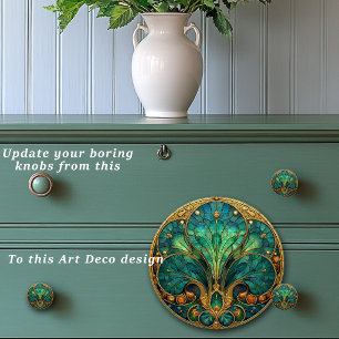 Art Deco Elegant Turkos Guld Grön & Blå Knopp