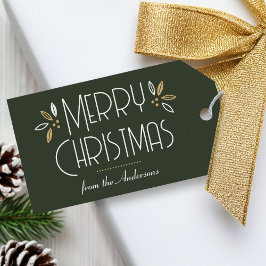 Art Deco-Elegant - Typografi Mörk grönt Presentetikett