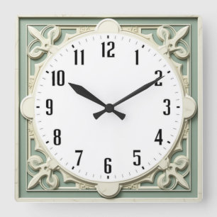Art Deco Elegant Vit Fyrkantig Klocka