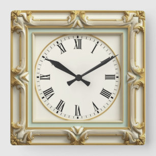 Art Deco Elegant Vit Fyrkantig Klocka