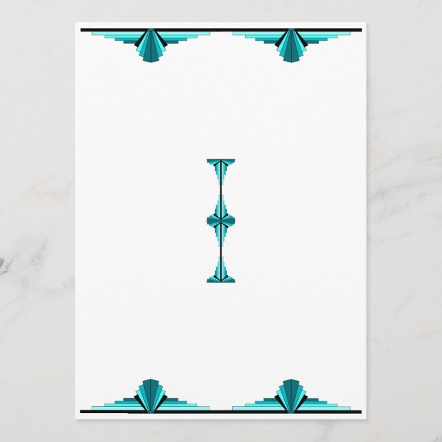 Art deco elements in teal green menu meny (Framsida)