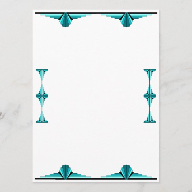 Art deco elements in teal green meny (Framsida)