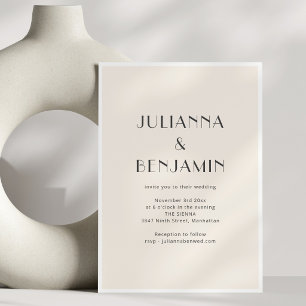 Art Deco Elfenbenskräm Minimalist Bröllop RSVP Inbjudningar
