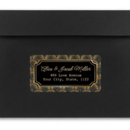 Art Deco Embroidered-Style Return Address Label Adressetikett