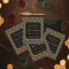 Art Deco Embroidered-Style Save the Date Wedding Inbjudningar