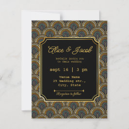 Art Deco Embroidered-Style Wedding Invitation Inbjudningar