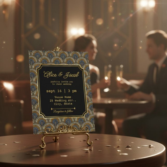 Art Deco Embroidered-Style Wedding Invitation Inbjudningar (Skapare uppladdad)