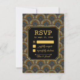 Art Deco Embroidered-Style Wedding RSVP Card OSA Kort