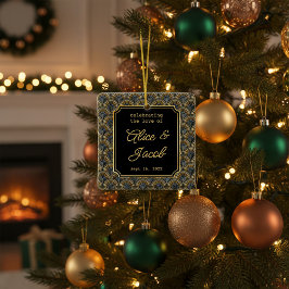 Art Deco Embroidered-Style Wedding Square  Julgransprydnad Keramik