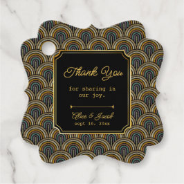 Art Deco Embroidered-Style Wedding Thank You Gåvor Etiketter