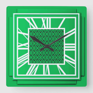 Art Deco, emerald grönt Fyrkantig Klocka