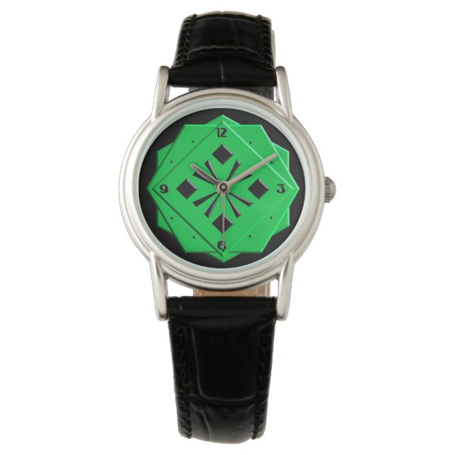 Art Deco emerald grönt geometric mönster Armbandsur (Framsida)
