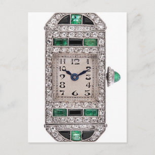 Art Deco Emeralds och Diamonds vaktkort Vykort