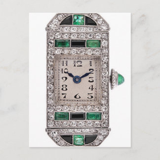 Art Deco Emeralds och Diamonds vaktkort Vykort