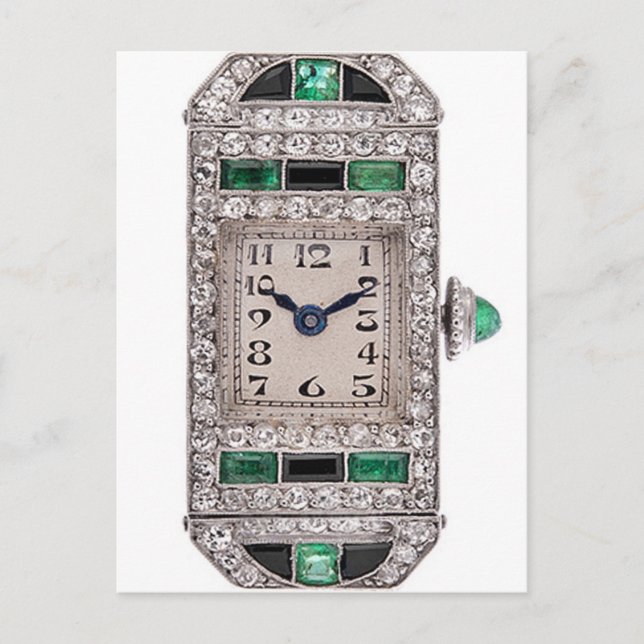 Art Deco Emeralds och Diamonds vaktkort Vykort (Framsida)