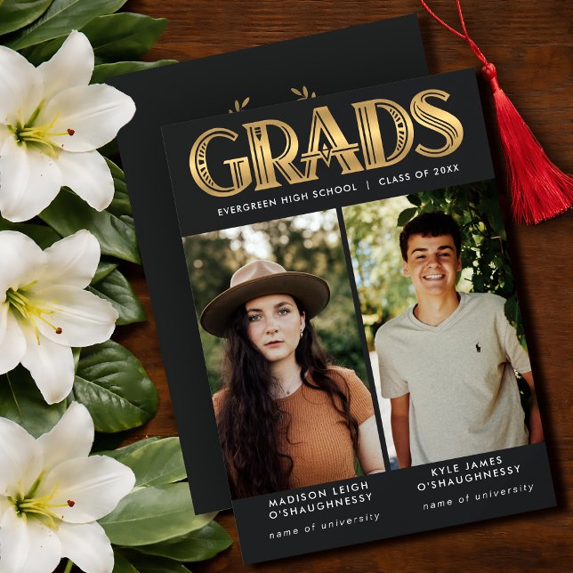Art Deco EXAMENSGRADUERAR 2 Fotoanmälan Inbjudningar (Skapare uppladdad)