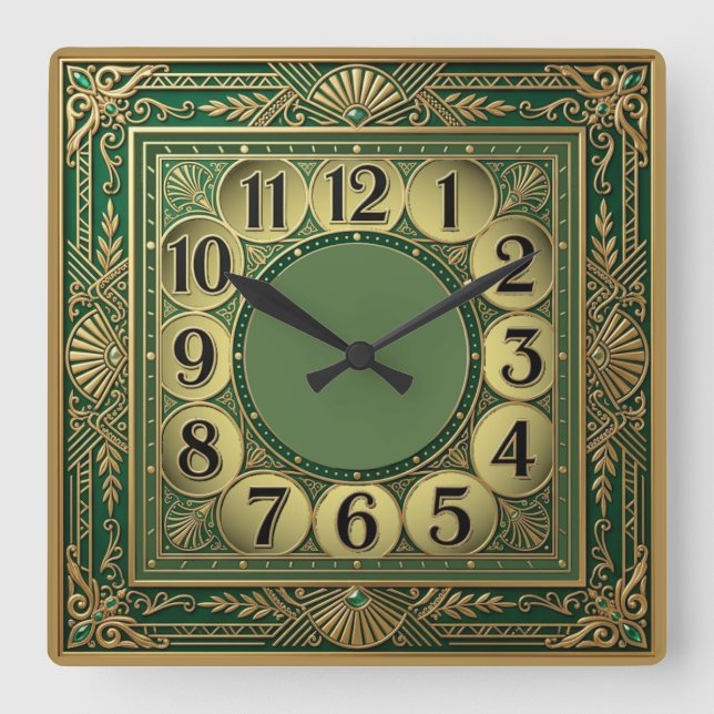 Art Deco Extra Fyrkantig Klocka (Framsida)