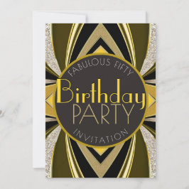 Art Deco Fabulous 50 Birthday Gatsby Party Inbjudningar