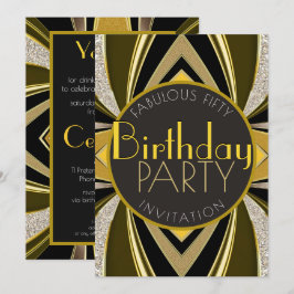 Art Deco Fabulous 50 Birthday Gatsby Party Inbjudningar