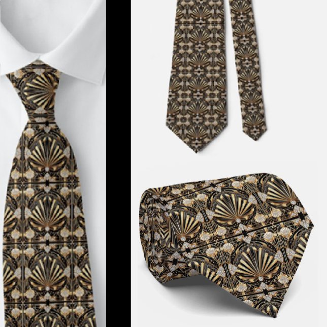 Art Deco Falsk Sidenhalsduk | Lyxig Herrmode Slips (Skapare uppladdad)
