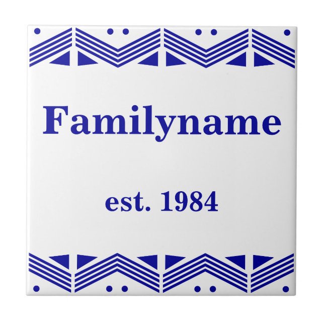 Art Deco Family namn Kakelplatta (Framsidan)