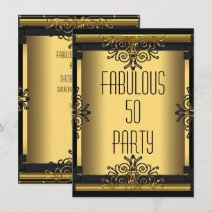 ART DECO Fantastisk 50 50-års Gatsby Födelsedagsfe Inbjudningar