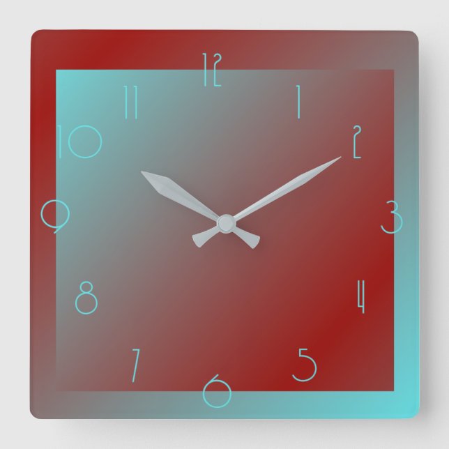 Art Deco färg Wall Clock Fyrkantig Klocka (Framsida)