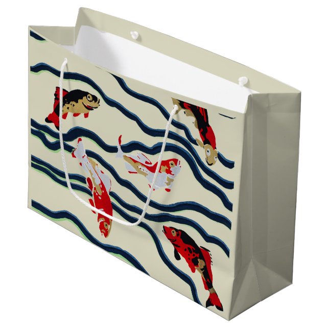 Art Deco Färgglada Karp Simmande Marin Dekor (Framsidan Vinklad)