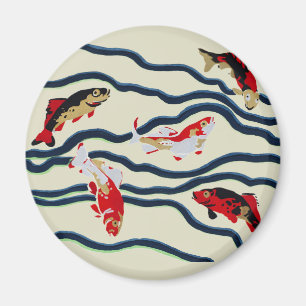Art Deco Färgglada Karp Simmande Marin Dekor Magnet