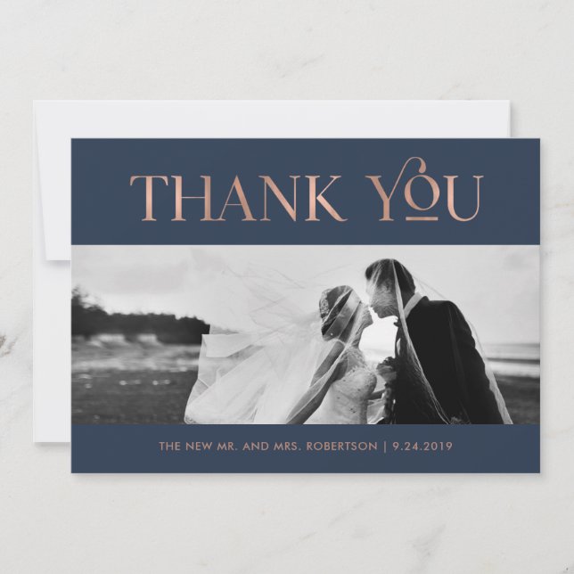 Art Deco Faux Ro Guld på flottan | Photo Tack Kort (Framsida)